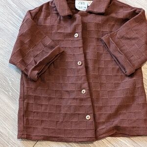 Zara Kids Brown Textured Shirt